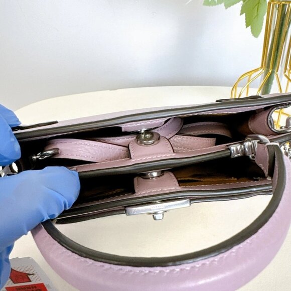 coach  CC977 Mini Lane Top Handle In Signature Canvas IN Light Khaki Ice Purple - Picture 6 of 8